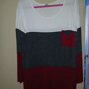Elegant Long Sleeve Colorblock Tee